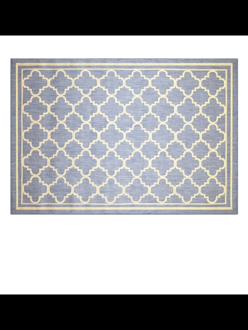 NWT Outdoor/Indoor Blue and Cream Geometric Area Rug 47" X 24"